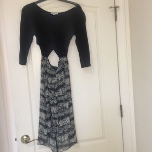 Black quarter sleeved high low dress